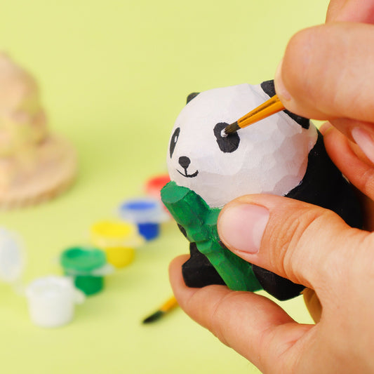 Paint Your Own Wooden Panda Kit – Hand-Carved DIY Painting Craft with Accessories, Cute Decor for Panda Lovers