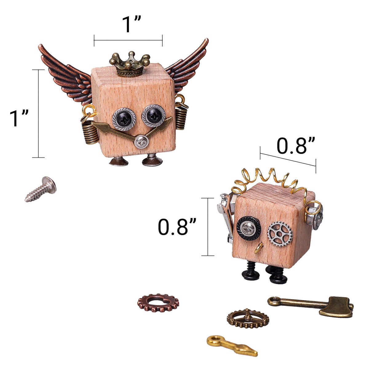 DIY Timberbot Kit – Build 2 Wooden Robots, Make Keychains & Necklaces