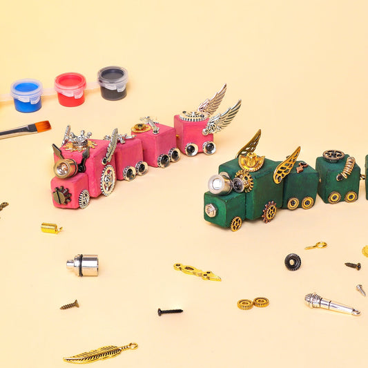 DIY Timber Train Kit – Build a Wooden Train with LED Light, Fun Accessories, Home and Office Décor