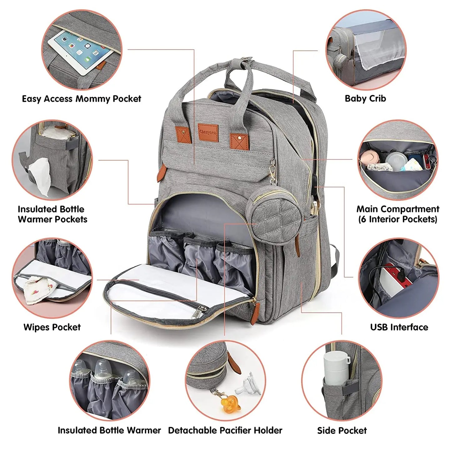 3 In 1 Diaper Bag - Foldable Backpack - Baby Bed And Waterproof Travel Bag