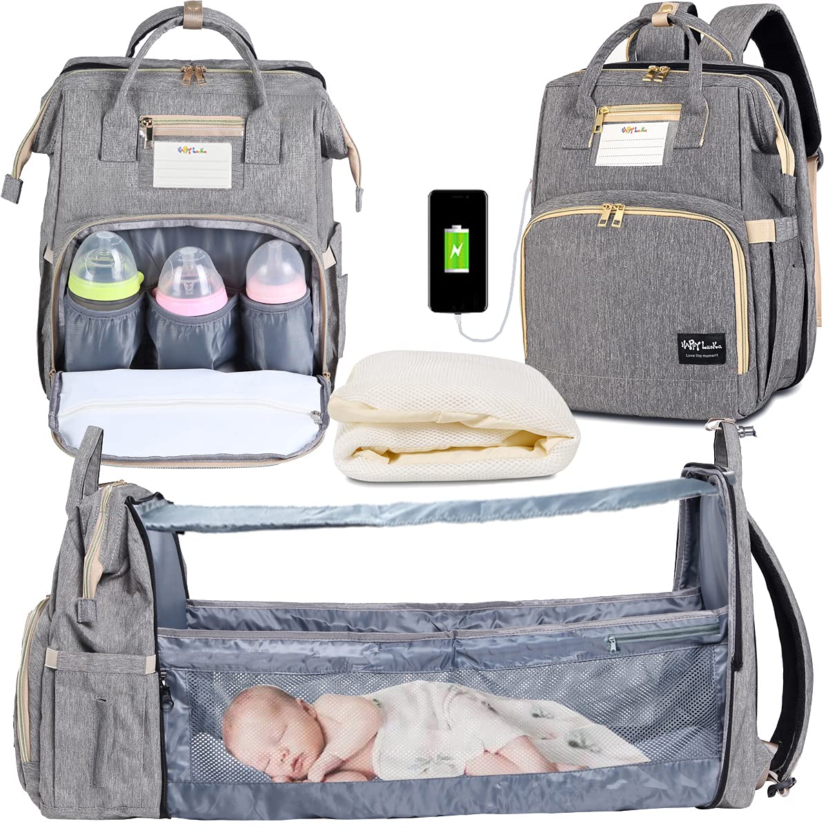 3 in 1 Portable Diaper Bag Backpack